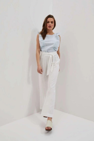 Lniane spodnie z szeroką nogawką