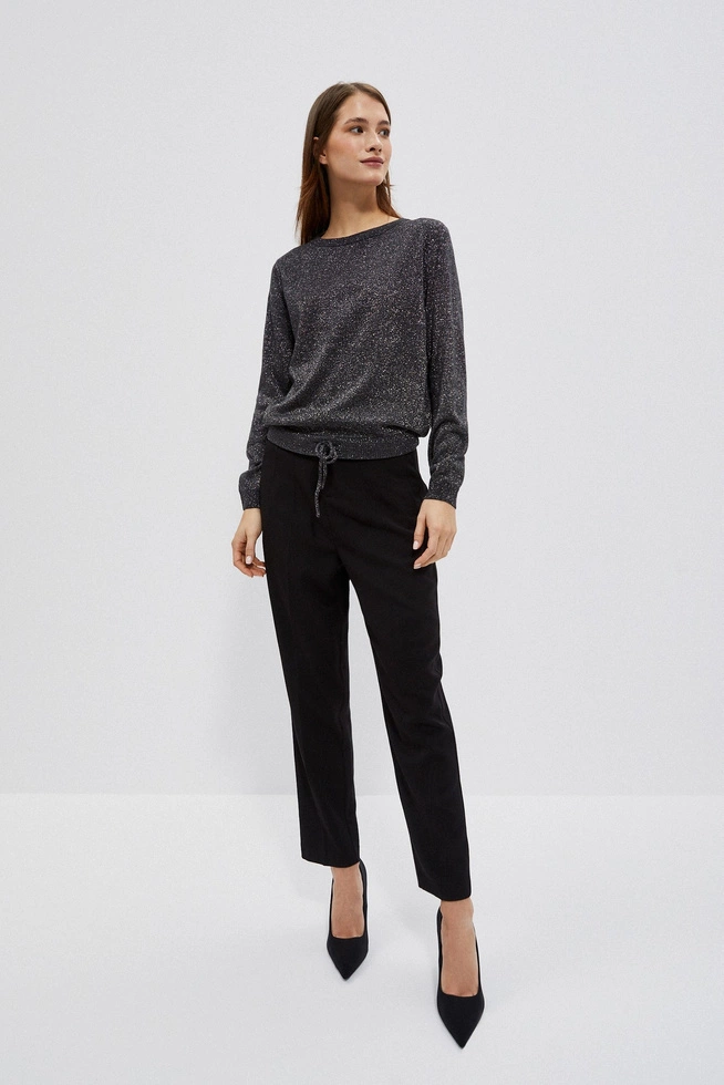 Sweter z metaliczną nitką grafitowy