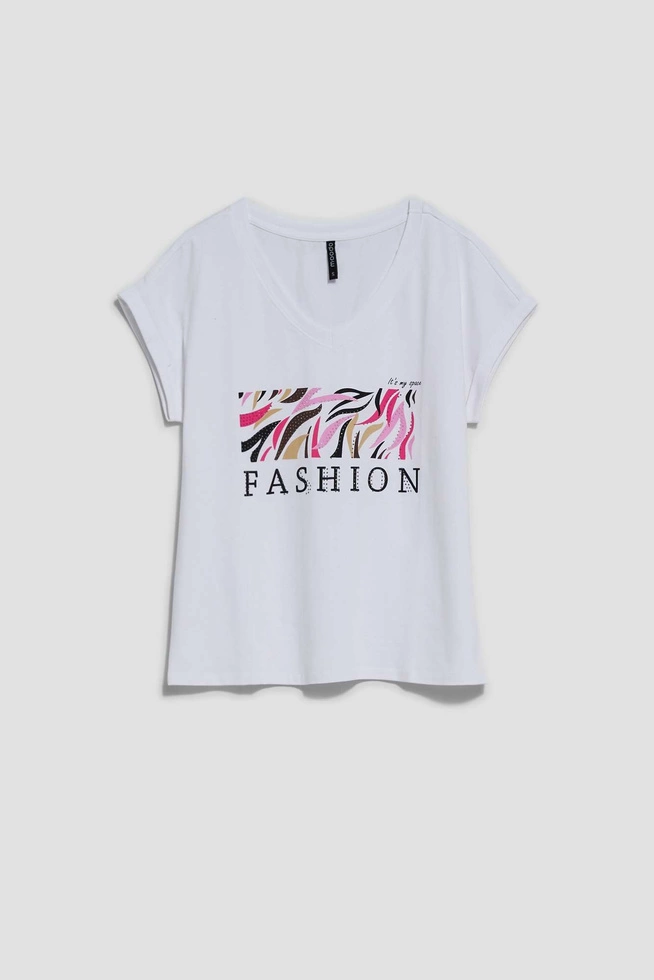 Bawełniany t-shirt z napisem biały