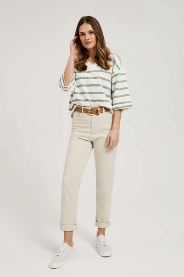 Jeansy mom fit bężowe