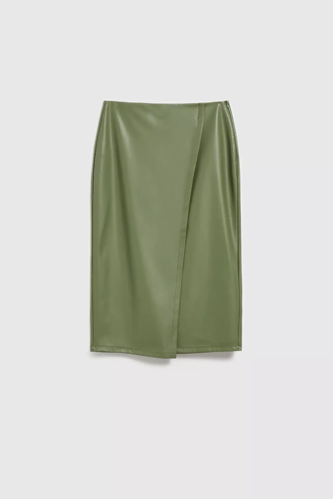 Woskowana spódnica midi