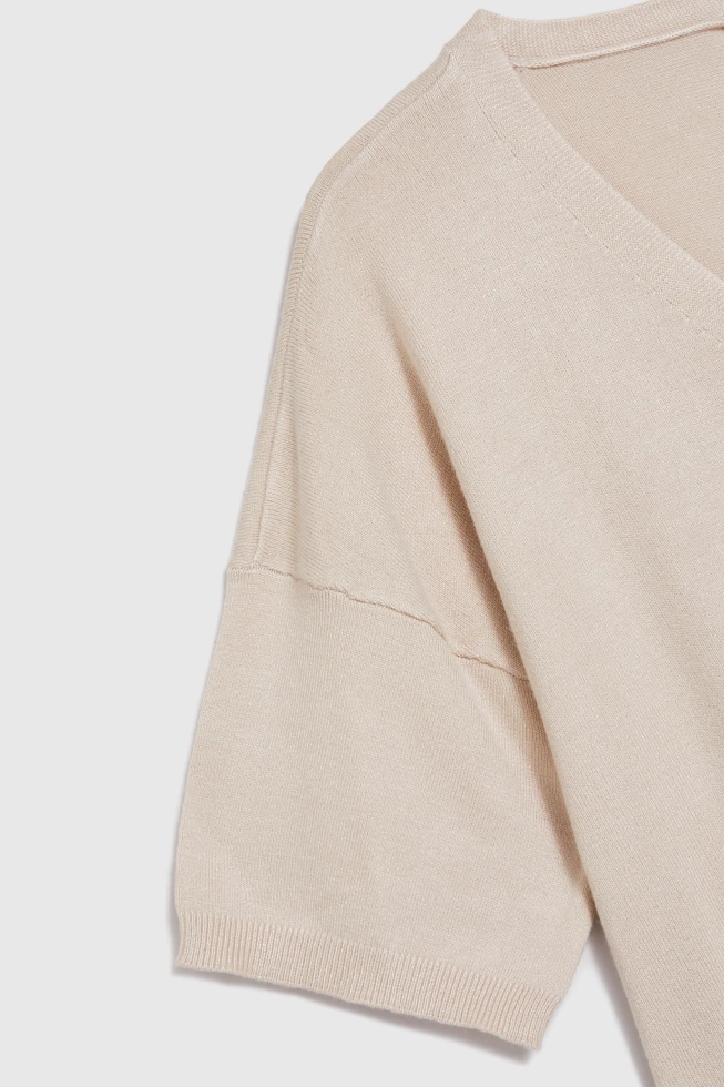 Sweter z krótkimi rękawami beżowy