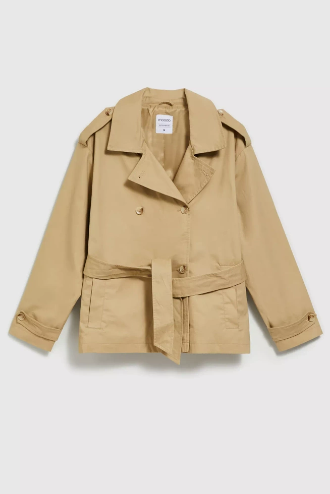 Krótki trench beżowy