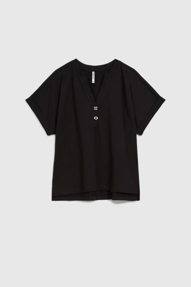 Bawełniana bluzka z guzikami czarna