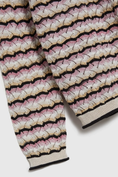 Sweter w paski beżowy