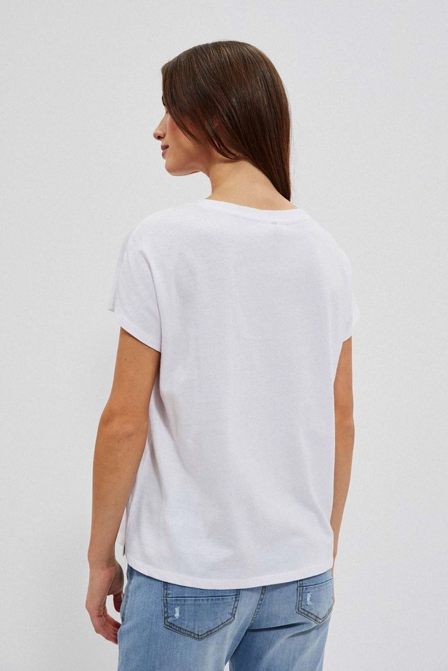 Bawełniana bluzka z dekoltem w serek biała