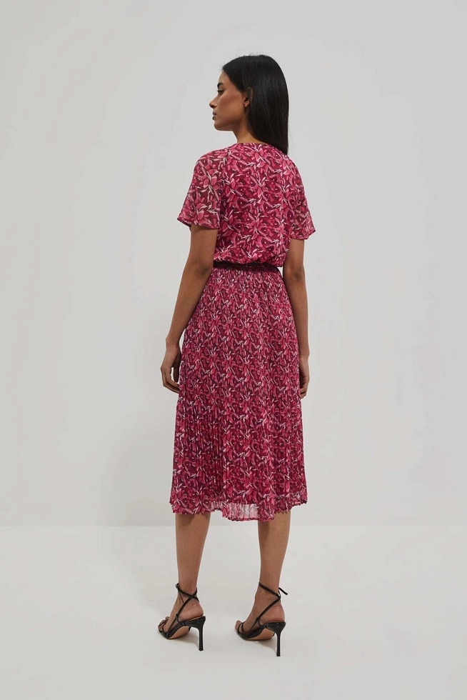 Sukienka z plisowanym dołem truskawkowa