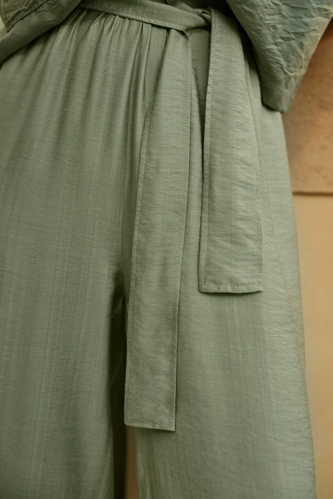 Spodnie kuloty z bawełny oliwkowe