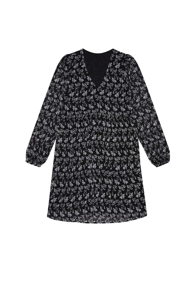 Rozkloszowana sukienka w roślinny wzór