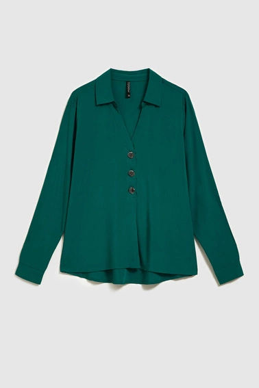 Koszula z dekoltem w serek szmaragdowa