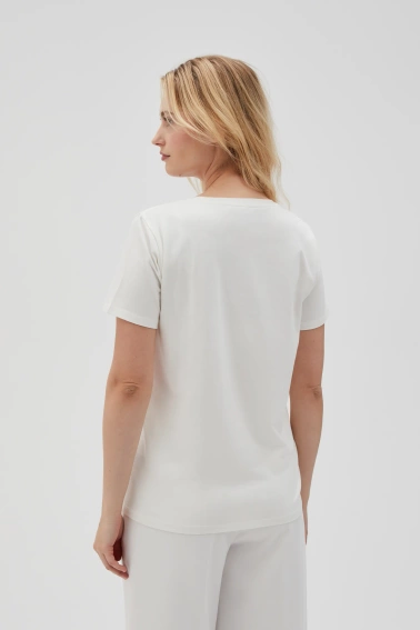 Biała bawełniana bluzka z nadrukiem