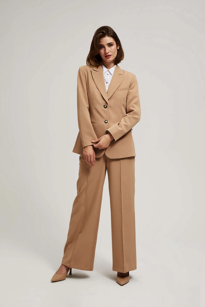 Jednorzędowa marynarka ciemnobeżowa