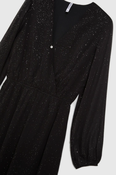 Sukienka z przezroczystymi rękawami czarna