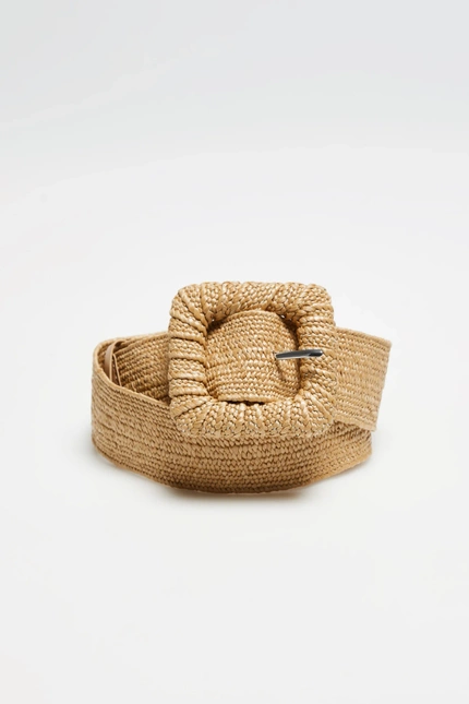 Pleciony pasek z klamrą beżowy