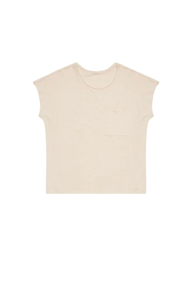 Bawełniany t-shirt z kieszonką beżowy