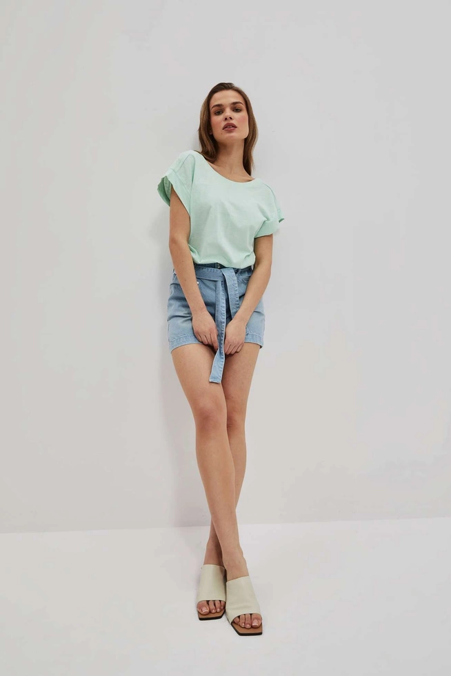 T-shirt z odkrytymi plecami miętowy