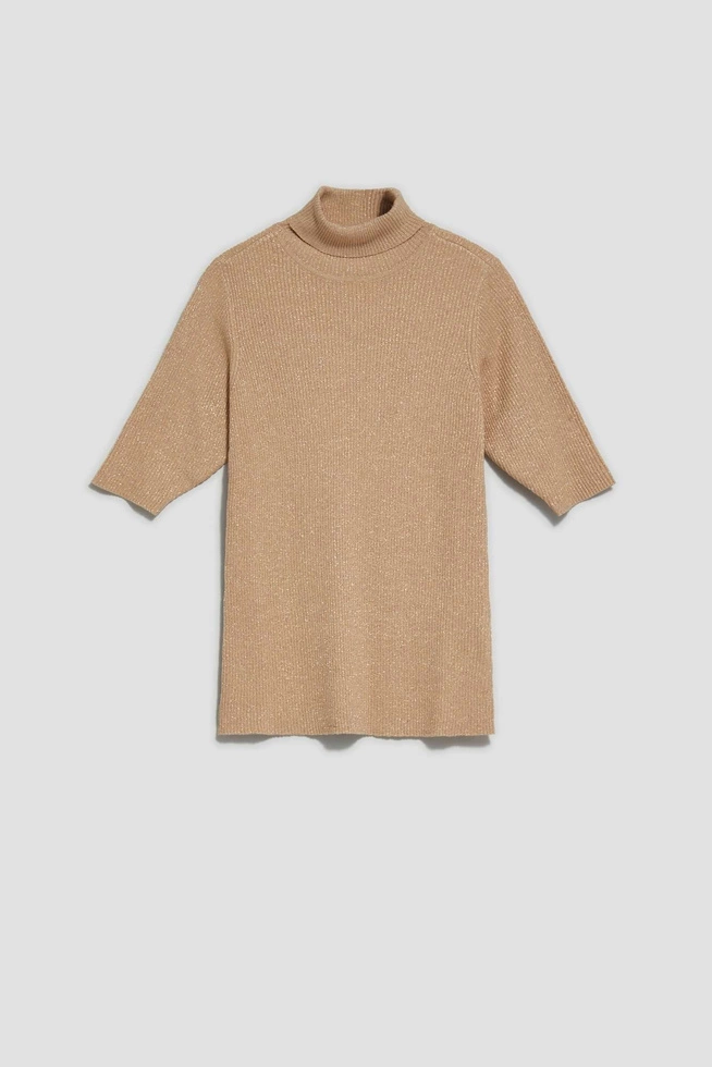 Golf z metaliczną nitką beżowy