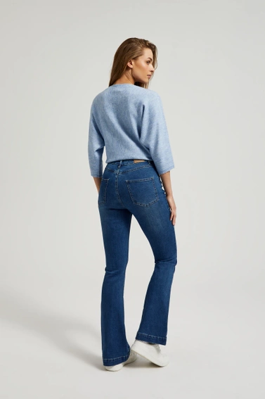 Gładkie jeansy dzwony niebieskie 