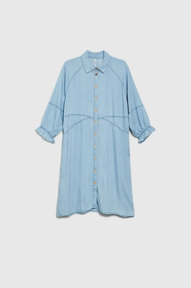 Koszulowa sukienka z lyocell niebieska