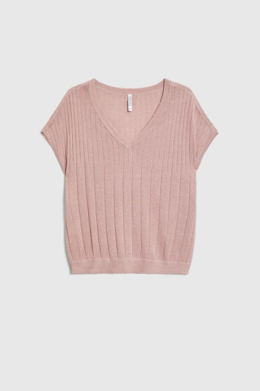 Sweter z krótkimi rękawami różowy