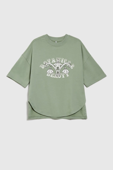 Bawełniana bluza z nadrukiem i krótkimi rękawami