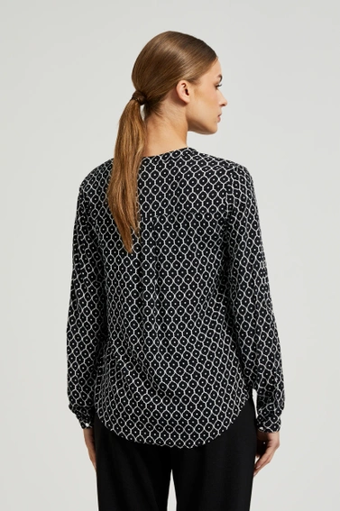 Wiskozowa koszula bez kołnierzyka czarna