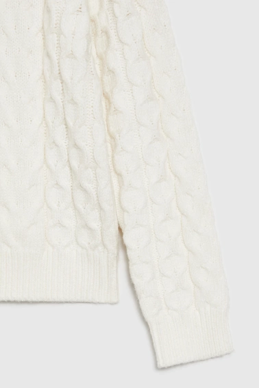 Sweter z ozdobnym splotem beżowy