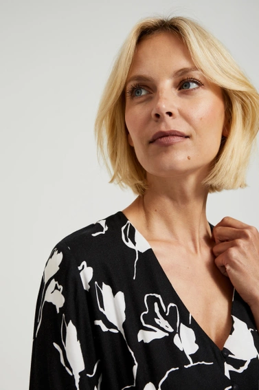 Wiskozowa sukienka z printem czarna