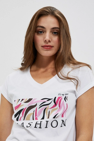 Bawełniany t-shirt z napisem biały