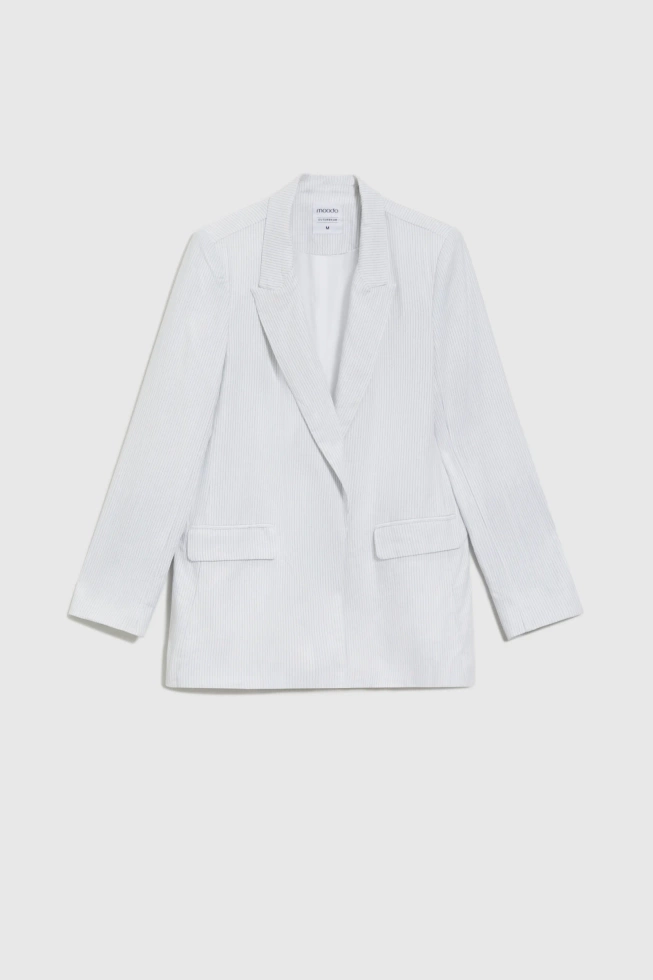 Wiskozowa marynarka w paski biała