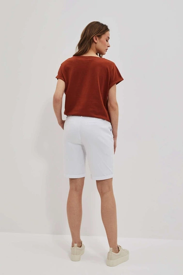 Szorty z plecionym paskiem białe