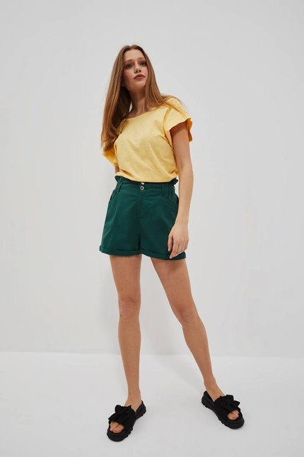 Szorty typu paperbag malachitowe