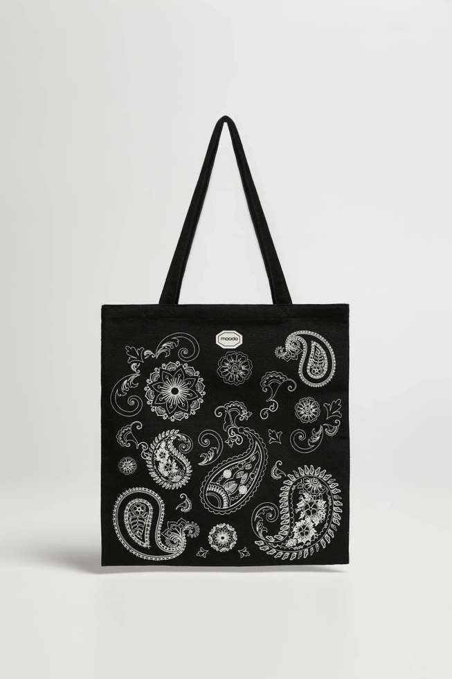 Torba shopper z nadrukiem czarna