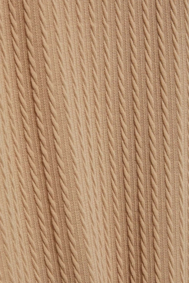 Bluzka ze strukturalnej tkaniny ciemnobeżowa