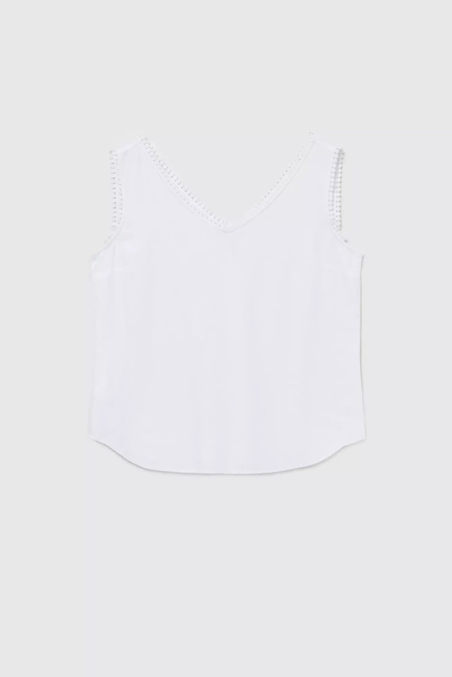 Gładka koszula z dekoltem w serek biała