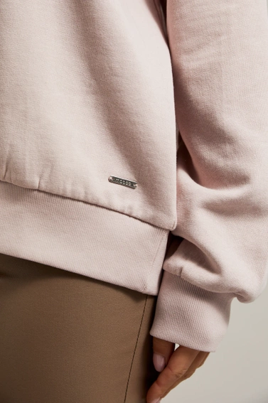 Bluza z dekoltem w serek i długimi rękawami różowa