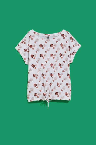 T-shirt z nadrukiem liści