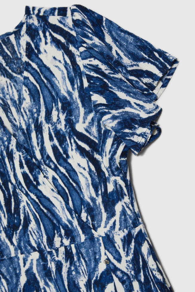 Sukienka midi z krótkimi rękawami niebieska