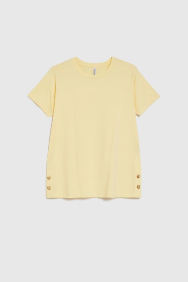 Bluzka z ozdobnymi guzikami żółta