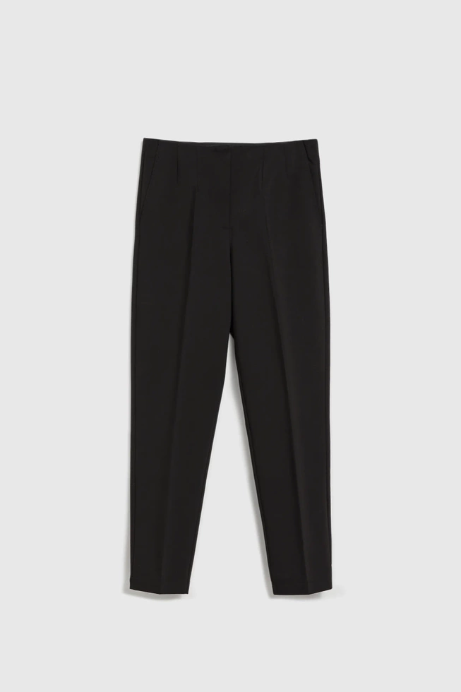 Gładkie spodnie w kant czarne