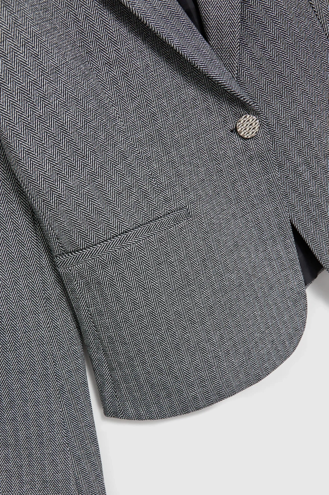 Jednorzędowa elegancka marynarka z długimi rękawami szara