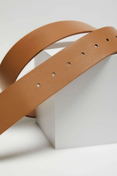 Szeroki pasek ciemnobeżowy