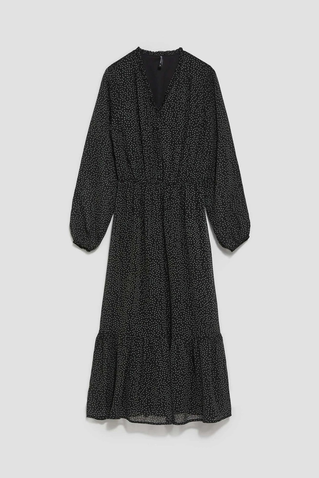 Sukienka z falbaną i printem