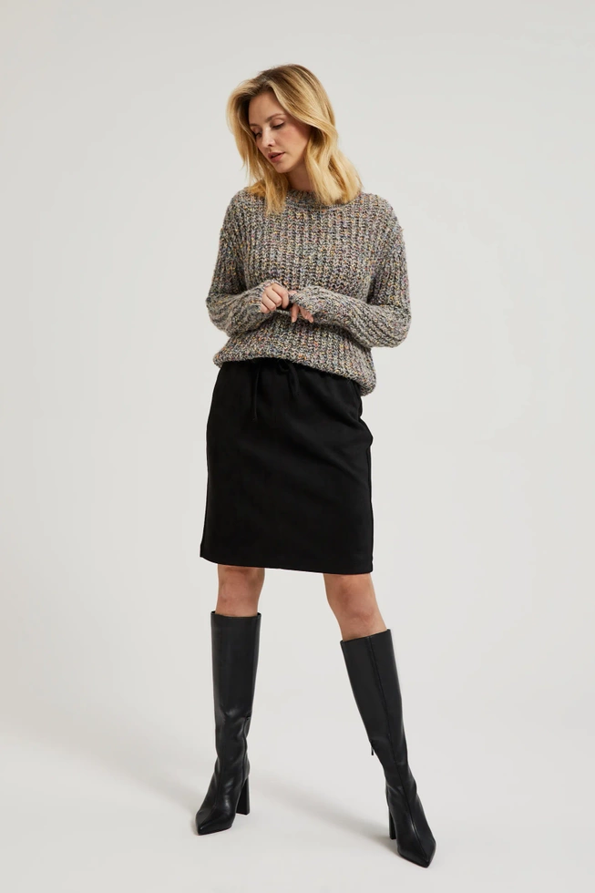 Spódnica z wiązaniem i kieszeniami czarna