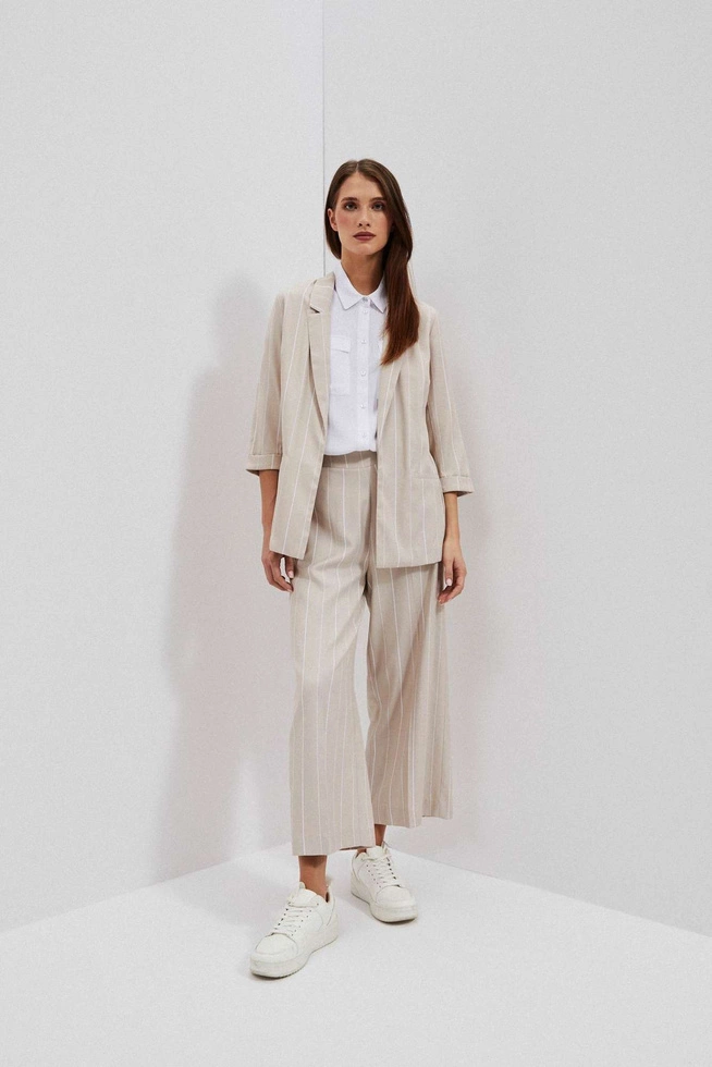 Marynarka w paski piaskowa