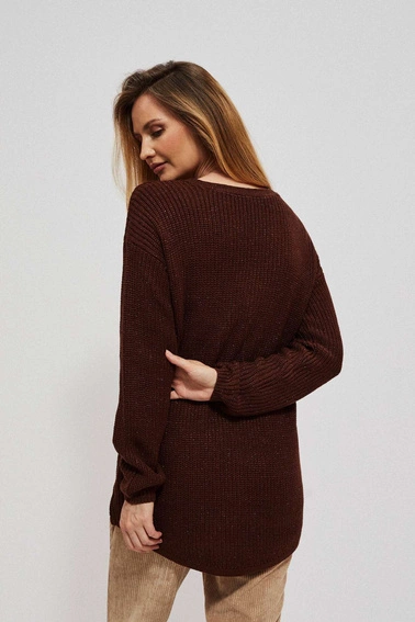 Sweter z metaliczną nitką kasztanowy