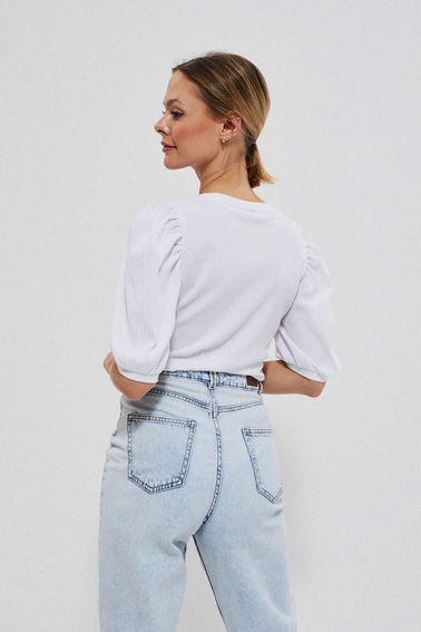 Bluzka z bufiastymi rękawami biała