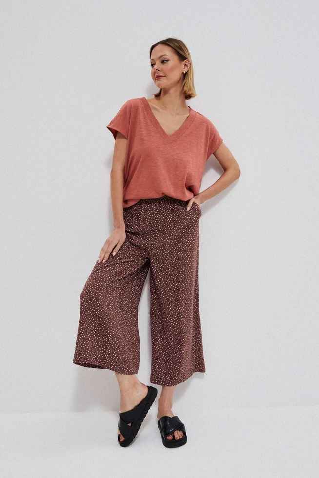 Bawełniany t-shirt z dekoltem V