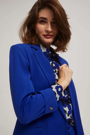 Gładka marynarka z rękawami 3/4 niebieska