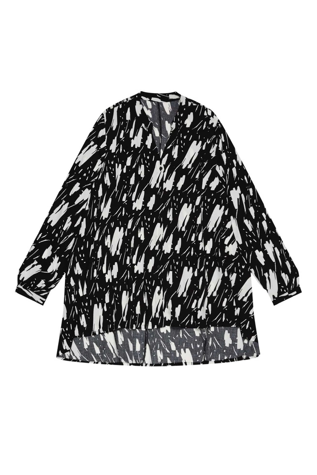 Długa koszula z wiskozy zapinana na guziki czarna